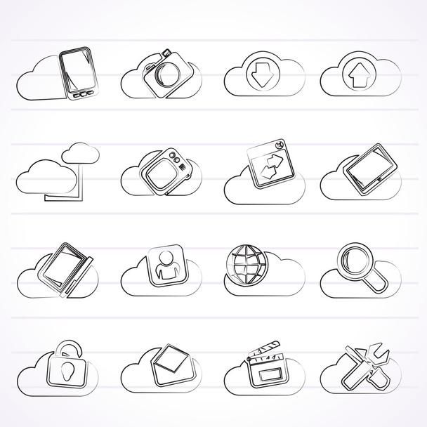 cloud services and objects icons - Vektor, obrázek