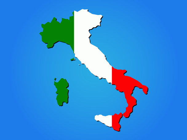 İtalya bayrağı ve harita - Vektör, Görsel