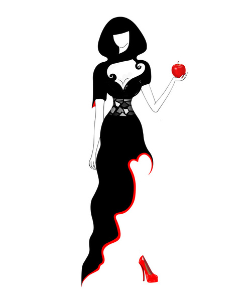 Isolated fashion woman with apple. - Φωτογραφία, εικόνα