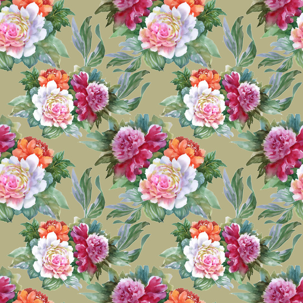 summer Colorful Peony pattern - Фото, изображение