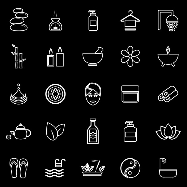 Iconos de línea de spa sobre fondo negro
 - Vector, imagen