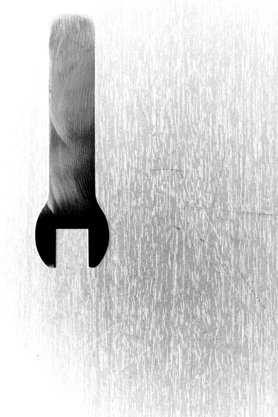 黒と白のオープン エンド レンチ - 写真・画像