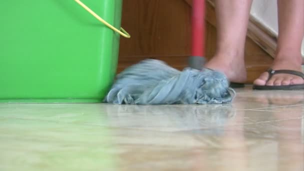 Woman cleaning the floor - Πλάνα, βίντεο