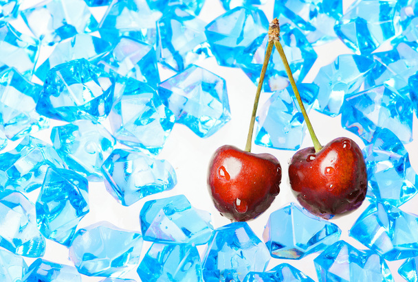 Cherry on ice background - Фото, зображення