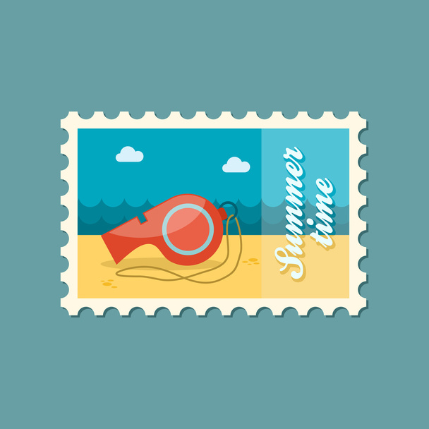 Whistle flat stamp, summertime - Vector, Image