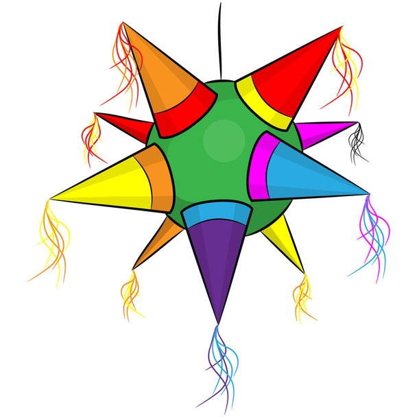 color mexican pinata, shape star for parties - Vector, Image