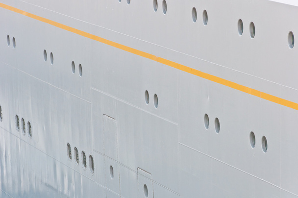 White board of a transatlantic sea liner with portholes of cabins - Foto, Imagem