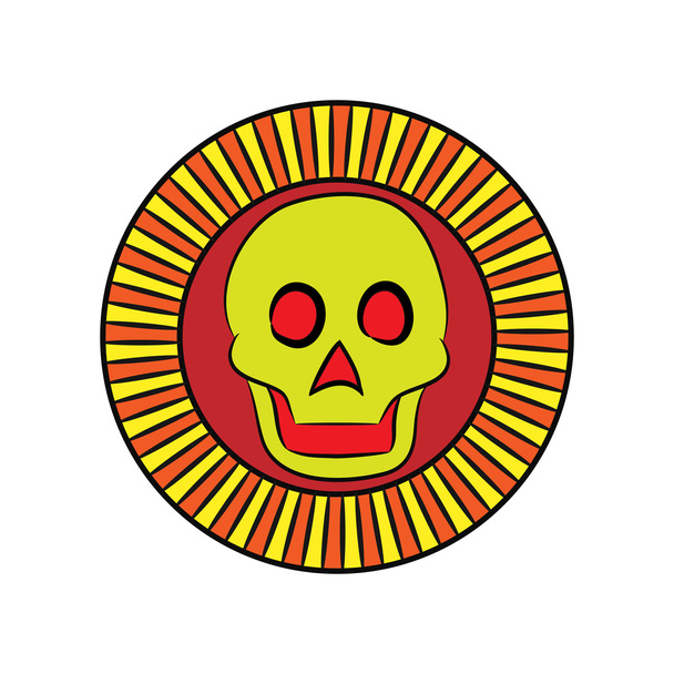 Череп бог смерти ацтеков стилизации
  - Вектор,изображение