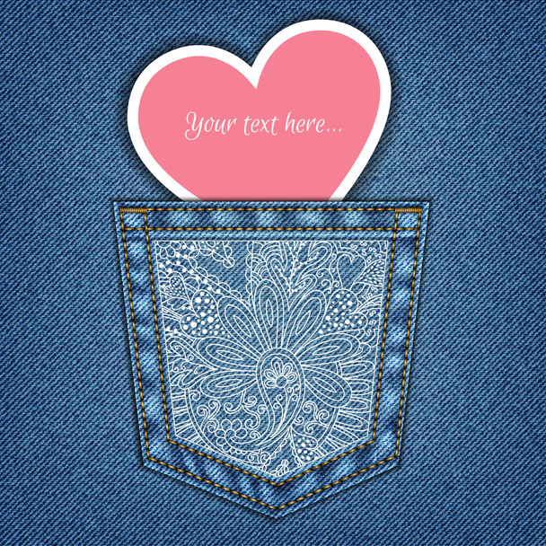 jeans pocket and heart - Вектор,изображение