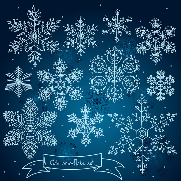 Cute snowflakes set - Vector, Image