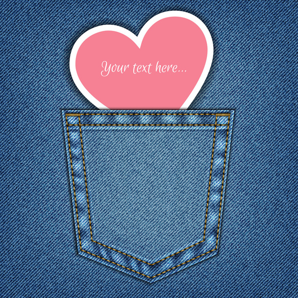 jeans pocket and heart - Vektor, kép