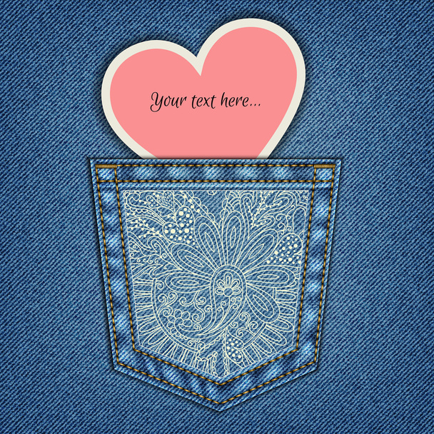 jeans pocket and heart - Вектор, зображення