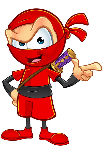 Alattomos piros Ninja karakter - Vektor, kép