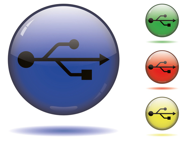 Símbolo USB em esferas de cor
 - Vetor, Imagem
