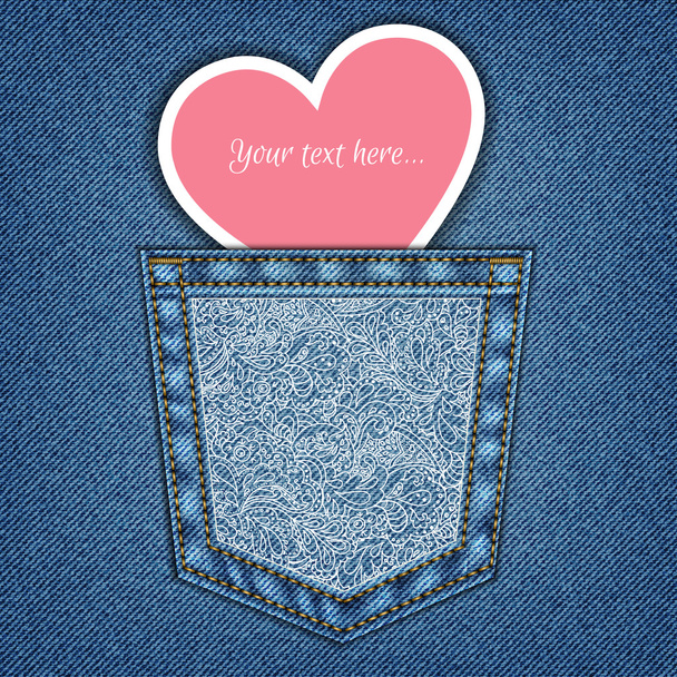 jeans pocket and heart - Vettoriali, immagini