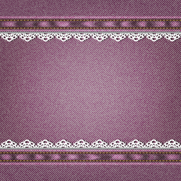 Denim background with ornate floral pattern - Vector, Image