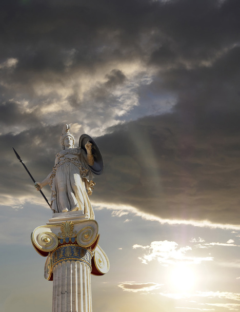 Lever de soleil à Athènes Statue d'Athéna
 - Photo, image