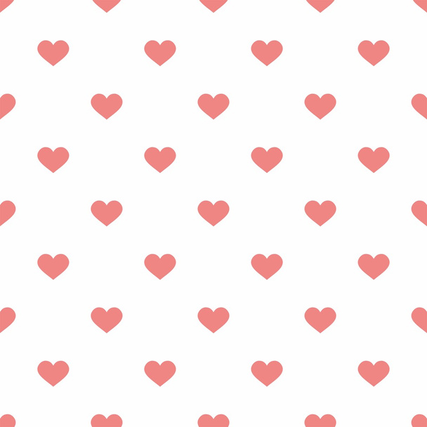 Tile vector pastel pattern with pink hearts on white background - Vector, Image