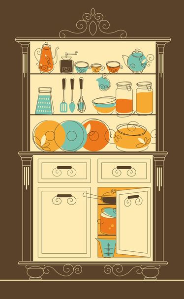 台所の食器棚 - ベクター画像