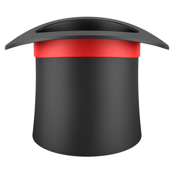 Sombrero de copa negro con franja roja aislada sobre fondo blanco
 - Foto, Imagen