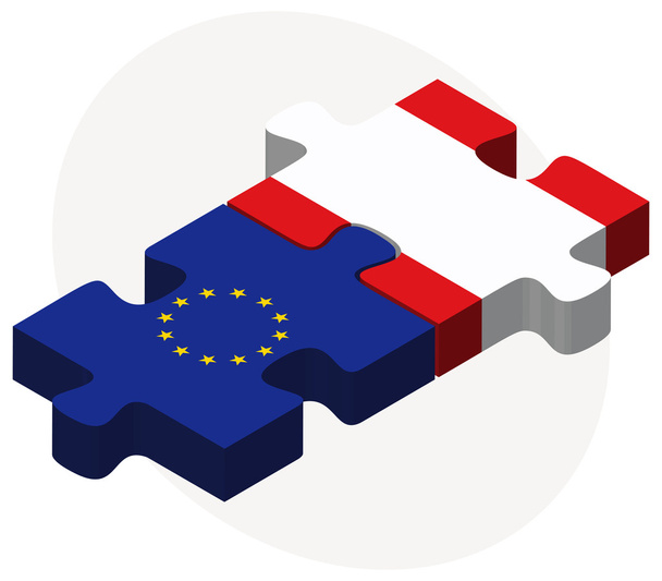 欧州連合とペルーの旗  - ベクター画像