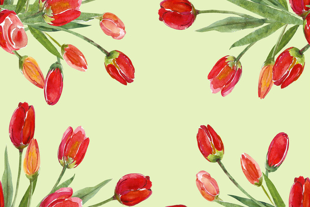 Tulips seamless pattern - Fotoğraf, Görsel