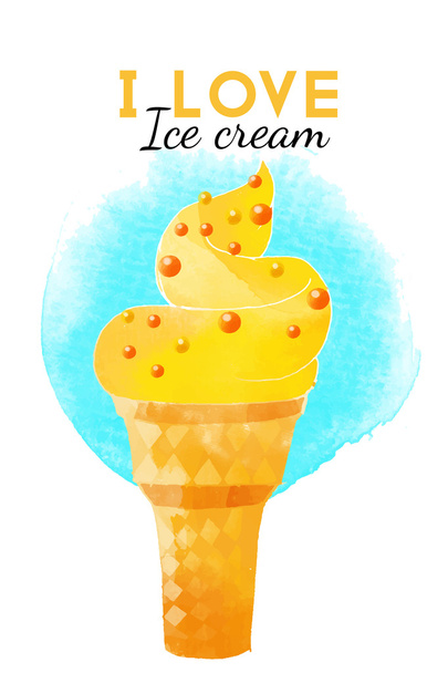 Watercolor summer Ice cream - Vektori, kuva