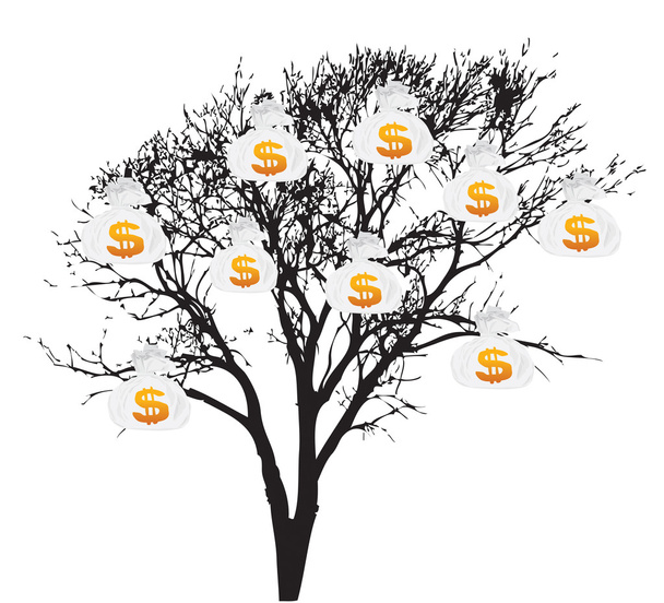Tree With Money bags - Φωτογραφία, εικόνα