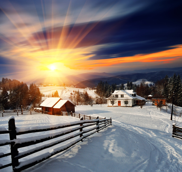 Winter landscape in the village. - Photo, Image