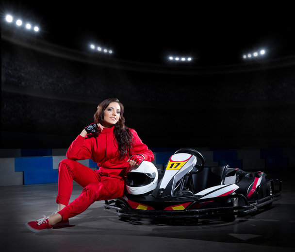Young girl karting racer - Фото, зображення