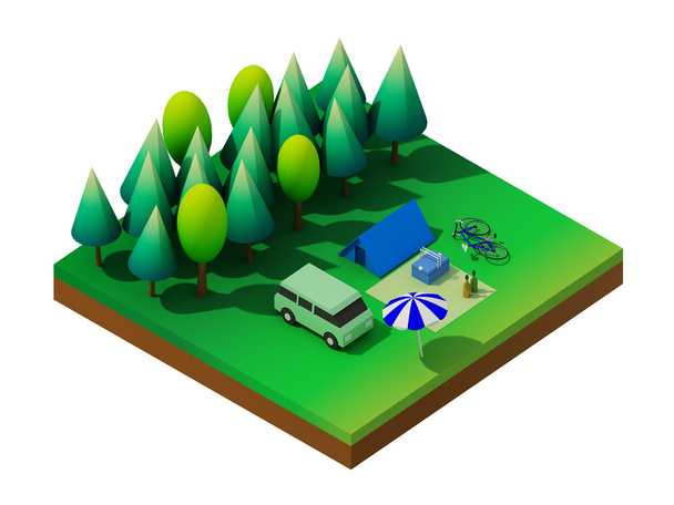 Isometric forest camping - Foto, immagini