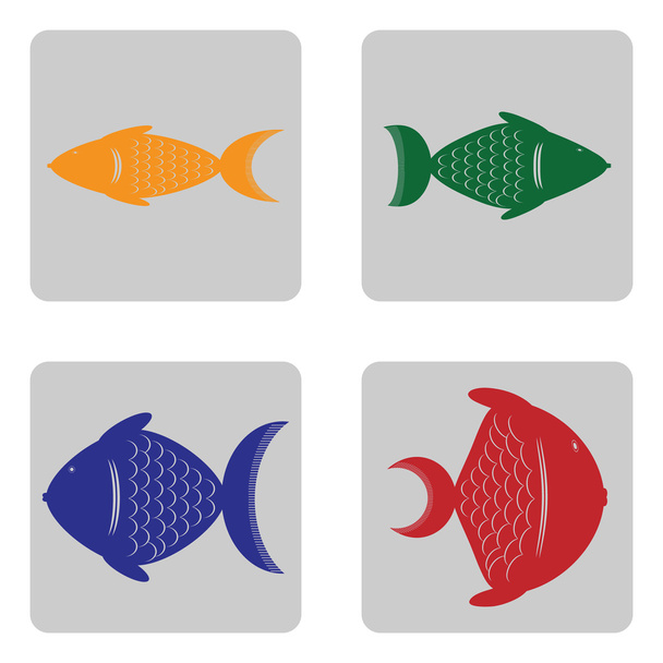 černobílá ikona s ryb - Vektor, obrázek