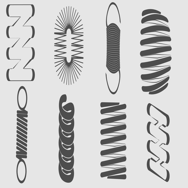 monochrome icon set with Springs - Vector, Image