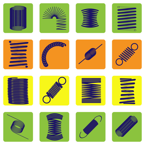 monochrome icon set with Springs - Vector, Image