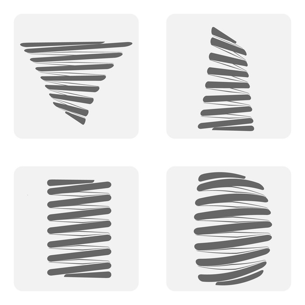 fekete-fehér ikonra rugó szett - Vektor, kép