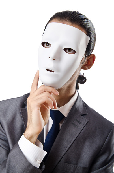 Maskeli işadamlarıyla endüstriyel casusluk kavramı - Fotoğraf, Görsel