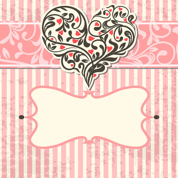 Vintage card with abstract heart - Vector, Imagen