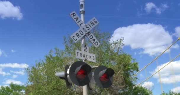 4 k Man kruisen Railroad Tracks op fiets - Video