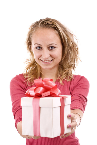 Girl holding a gift - Foto, Imagem