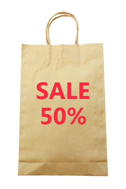 paper shopping bag with Sale text isolated on white background (clipping path) - Фото, зображення