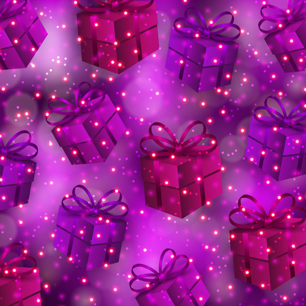 Festive background with gifts, bokeh - Διάνυσμα, εικόνα