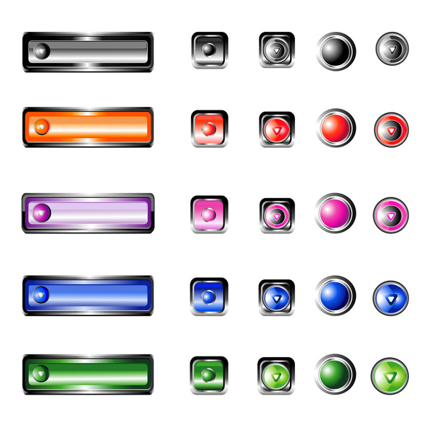 Colorful Glossy Button - Vector, Image