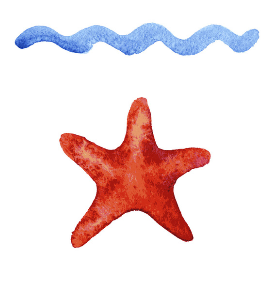 hand drawn watercolor starfish - Vettoriali, immagini