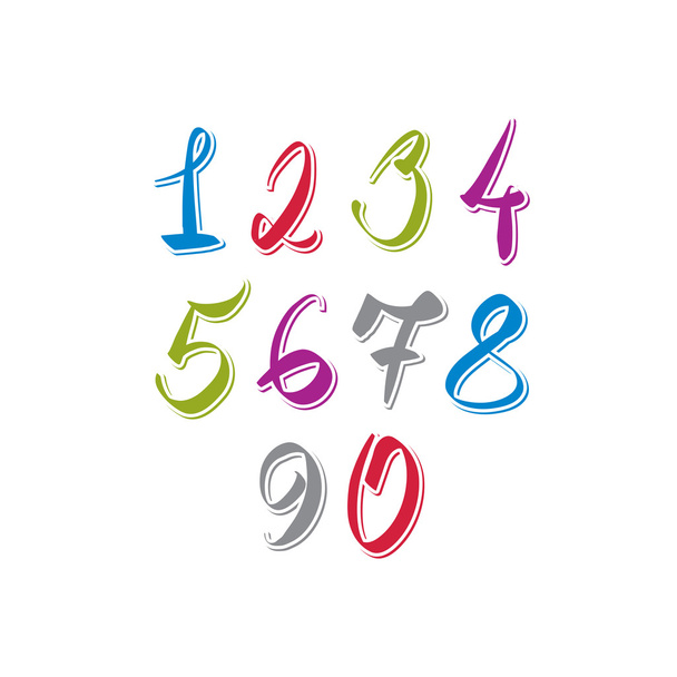 Colorful handwritten numbers - Вектор,изображение