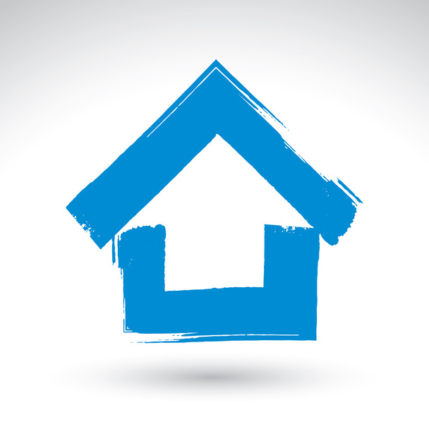 Blue country house icon - Vector, Imagen