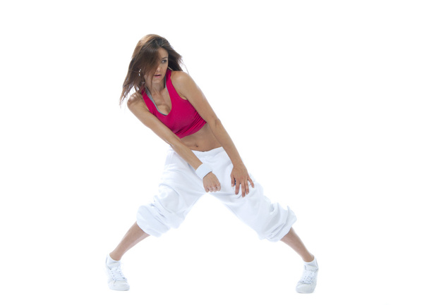 Modern slim hip-hop style woman dancer break dancing - Foto, immagini
