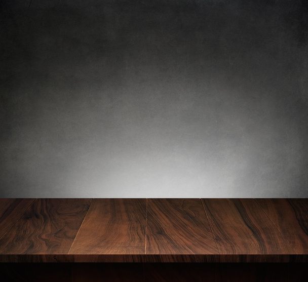 Wood table with dark concrete texture background - Photo, Image