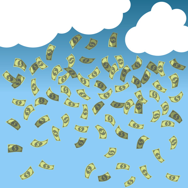 dollars falls from the sky - Vector, Image