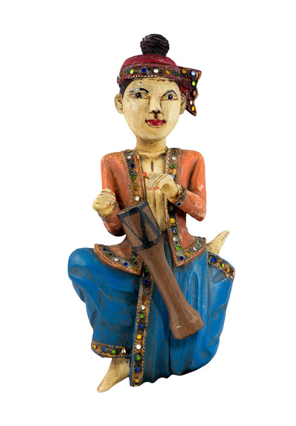 Asiática vintage madera tallado muñeca jugando tambor
 - Foto, imagen