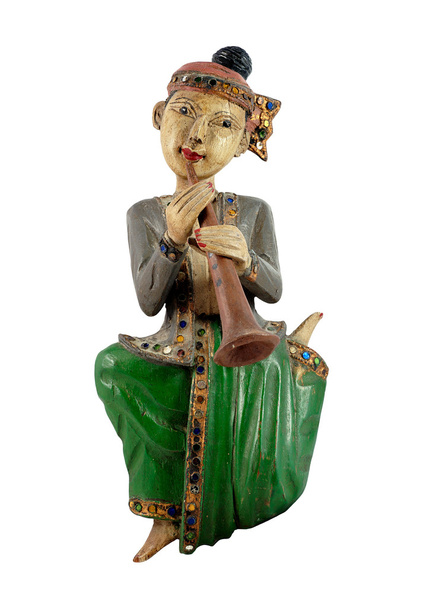 Asijské vinobraní řezbářství panenka, hra na klarinet - Fotografie, Obrázek